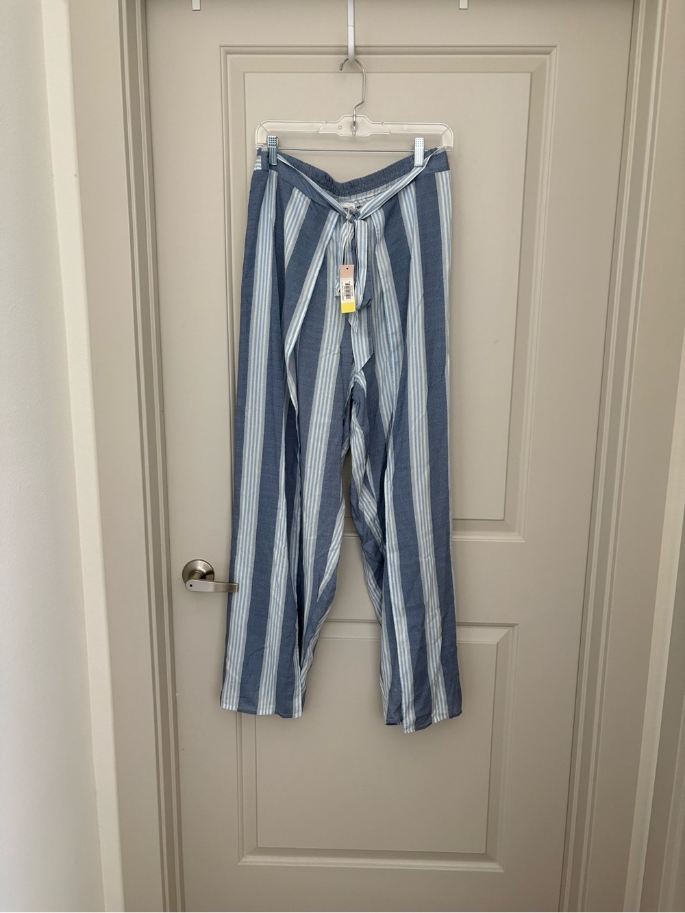 summersalt Blue and White Striped Tie-Waist Wide-Leg Pants NWT size M